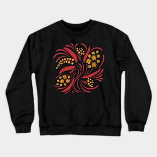 Folk floral art print  Flowers abstract art  poster Crewneck Sweatshirt